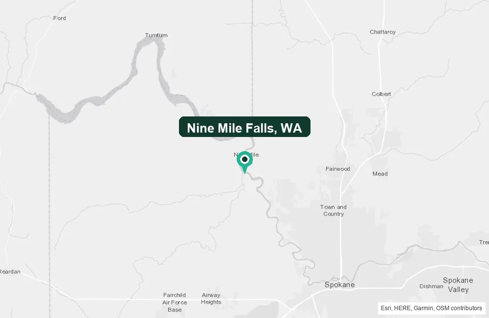 Map of Nine Mile Falls, Washington and the surrounding Spokane County area service area